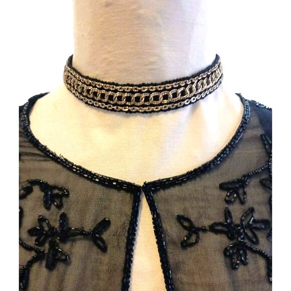 Exotic Choker Black Gold 3D Necklace Formal Glam Party Whimsigoth Holiday Prom - Picture 2 of 10